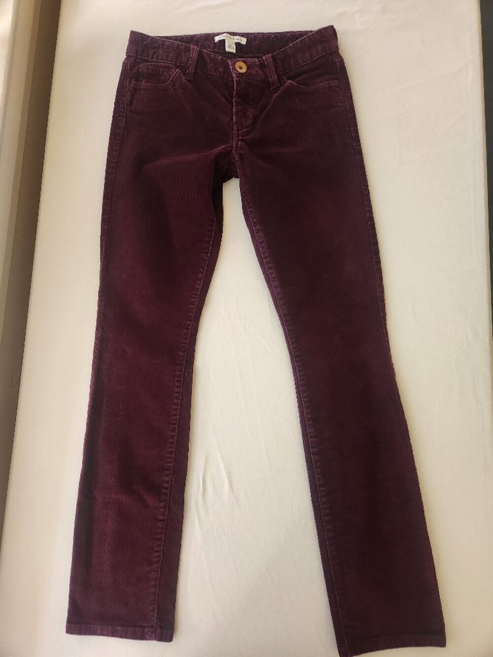 Banana Republic Burgundy Fine Wale Corduroy Skinny Pants Size 25P / 0P